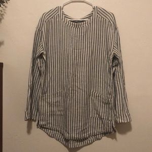 Blue and white striped tunic